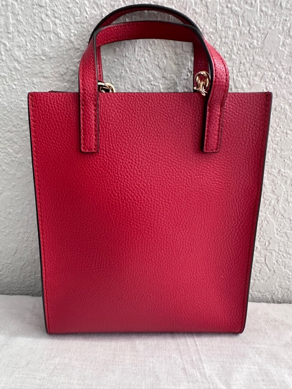 Marc Jacobs Micro Tote Red Pebbled Leather Crossbody Bag Small Open Top - Picture 6 of 11